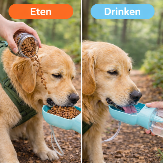 2 in 1 drink & voerfles voor onderweg